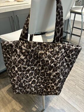 MZ Wallace Quilted Leopard Print Tote in Brown and Black size medium